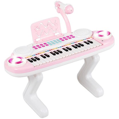 37-Key Kids Electronic Keyboard with Microphone and Rhythm Light-Pink
