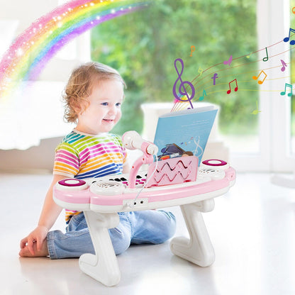 37-Key Kids Electronic Keyboard with Microphone and Rhythm Light-Pink