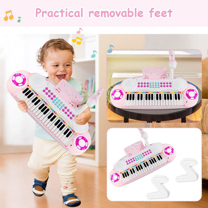 37-Key Kids Electronic Keyboard with Microphone and Rhythm Light-Pink