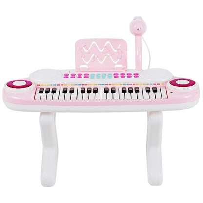 37-Key Kids Electronic Keyboard with Microphone and Rhythm Light-Pink