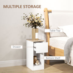 HOMCOM Set of Two Modern Storage Bedside Tables - White