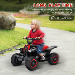 AIYAPLAY 6V Electric Quad Bike for Kids, Ride On ATV w/ Forward Backward, Headlights, for 18-36 Months, Black and Red