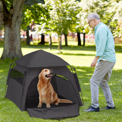 PawHut Foldable Dog Cat Tent with Water-Resistant Oxford, Carry Bag for Extra Large Dog, Charcoal Grey