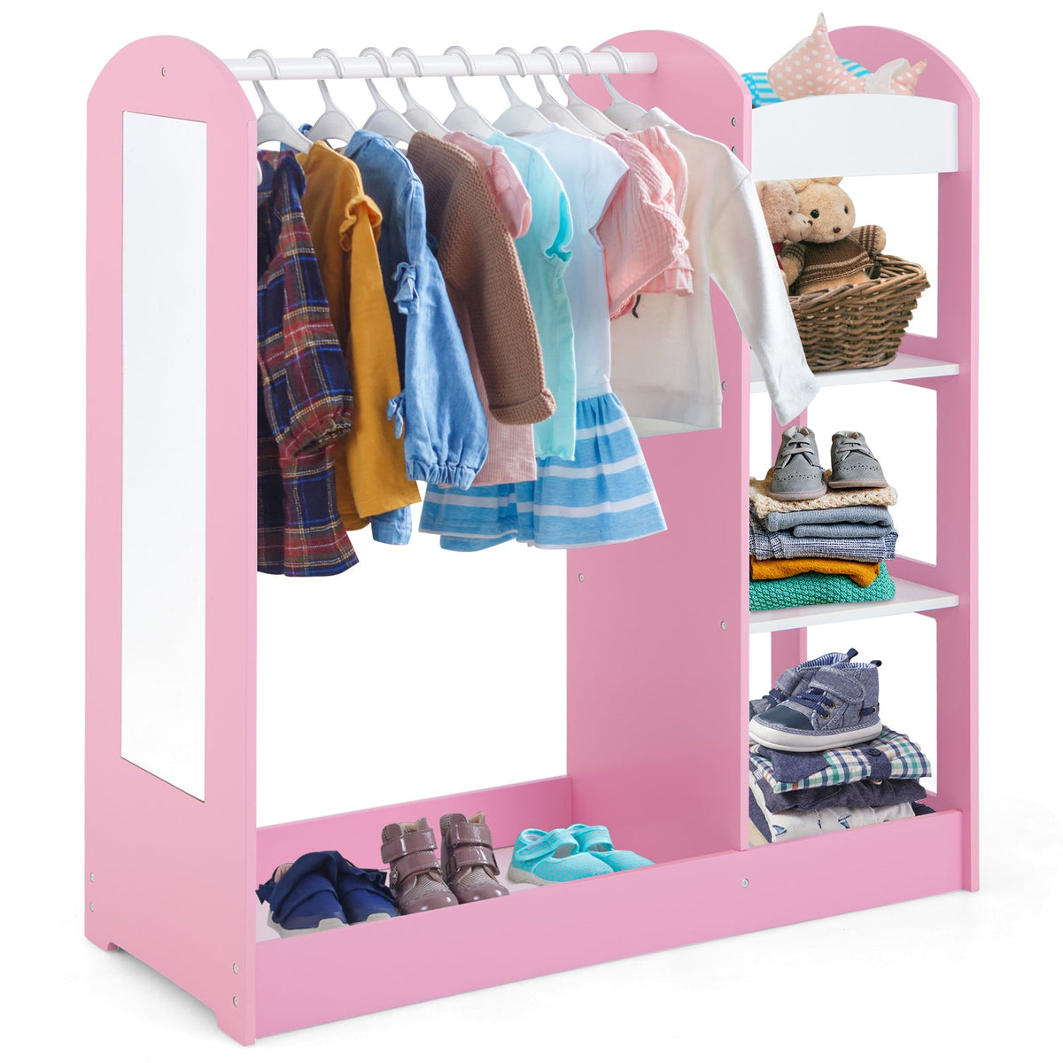 Kids Dress up Storage with Mirror-Pink