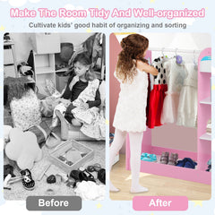 Kids Dress up Storage with Mirror-Pink