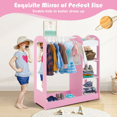 Kids Dress up Storage with Mirror-Pink