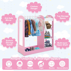 Kids Dress up Storage with Mirror-Pink