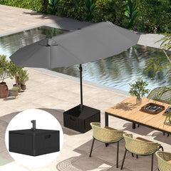 حامل مظلة خارجية من Outsunny Garden Parasol Base مع مقابض وعجلات، قاعدة مظلة للحديقة، تتسع حتى 80 كجم مع حامل أو 50 كجم مع الماء للشرفة بجانب المسبح، باللون الأسود