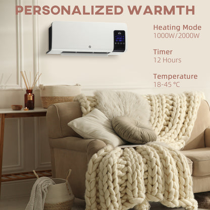 HOMCOM 2kW Wall-Mounted Heater, 18-45√Ç¬∞C Temperature - White