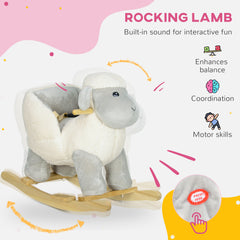 AIYAPLAY Rocking Horse, Ride on Lamb with Safety Belt, Sound, for Ages 18-36 Months, Grey