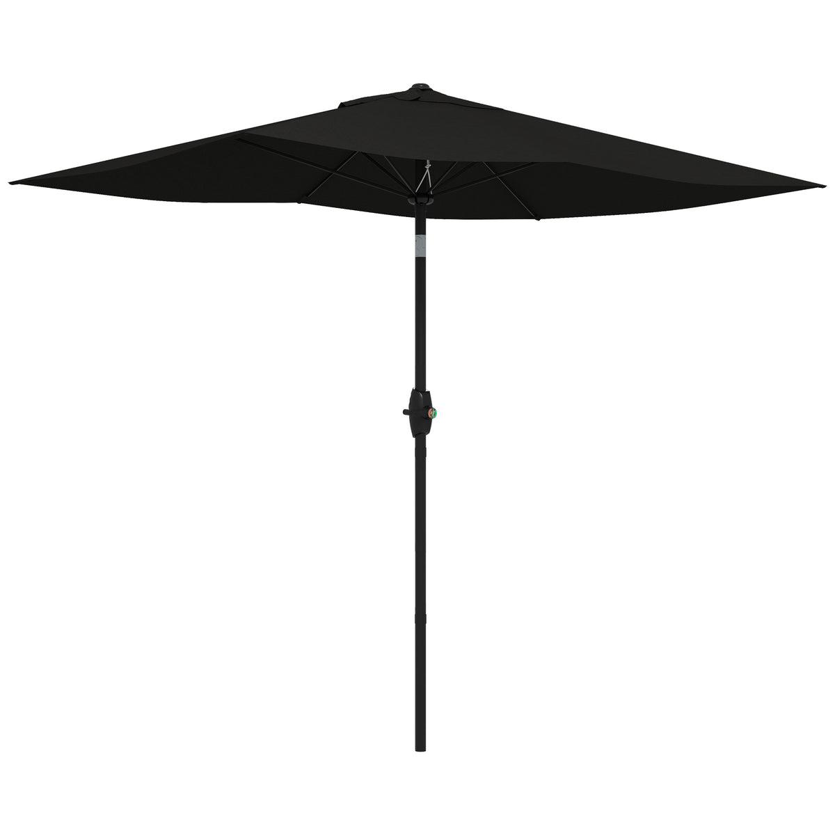 Outsunny 2 x 3(m) Garden Parasol Umbrella, Rectangular Outdoor Market Umbrella Sun Shade with Crank & Push Button Tilt, 6 Ribs, Aluminium Pole, Black