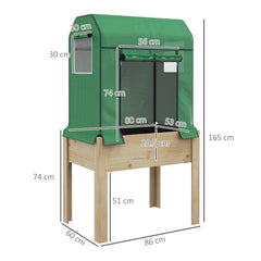 Outsunny Wooden Planter Box with PE Greenhouse Cover and Bed Liner, Raised Garden Bed for Vegetables, Flowers, Herbs