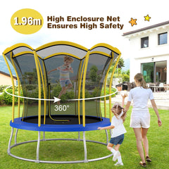 10 Feet Unique Flower Shape Trampoline with Galvanized Steel Frame-Yellow