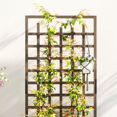 Outsunny Wooden Trellis Planter, Raised Garden Bed with Wheels and Bed Liner, to Climb and Grow Vegetables, Herbs and Flowers