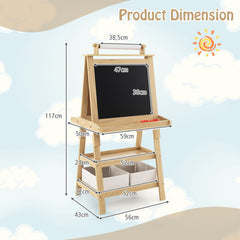 Children's Double-Sided Art Easel with Paper Roll-Natural