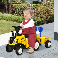 HOMCOM Ride On Tractor Toddler Walker Foot To Floor Slider w/ Horn Storage Steering Wheel for 1-3 Years Old Yellow