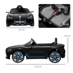 HOMCOM BMW i4 Licensed 12V Kids Electric Ride-On Car, with Remote Control, Portable Battery, Music, Horn, Headlights - Black