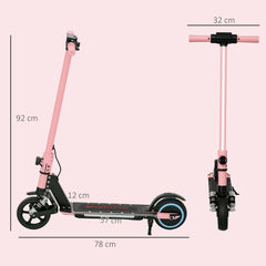 SPORTNOW Folding Electric Scooter for Kids Age 6-14 with Dual Brakes, Front Suspension, LED Colourful Lights and Display, 6.8kg Lightweight Aluminium E Scooter, Up to 14 KM/H & 6 KM, Pink