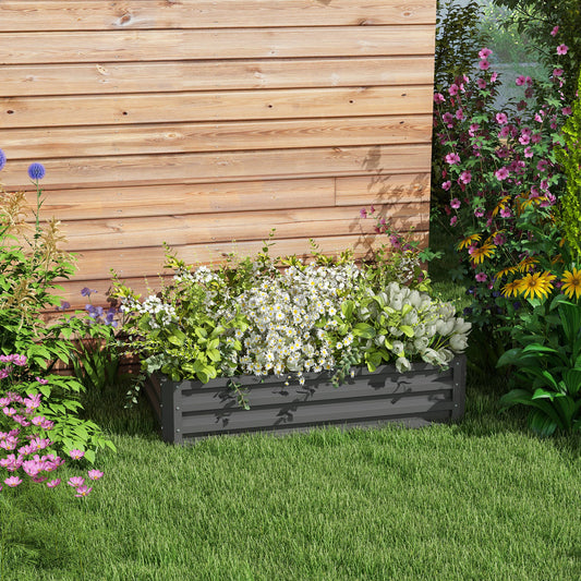 Outsunny Rectangle Raised Garden Bed Box with Weatherized Steel Frame for Vegetables, Flowers, & Herbs, 120 cm x 60 cm x 30.5 cm, Light Grey