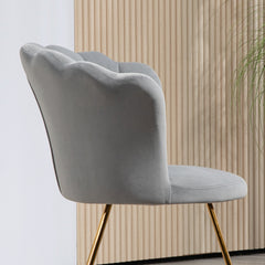 HOMCOM Velvet-Feel Lotus Petal Accent Chair - Grey