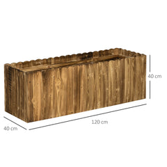 Outsunny 172L Raised Garden Bed, Wooden Rectangle Planter Box, Outdoor Herb Vegetable Flower Pot (120L x 40W x 40H cm)