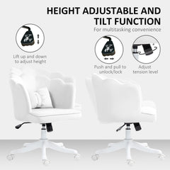 HOMCOM Velvet-Feel Petal Back Office Chair - White