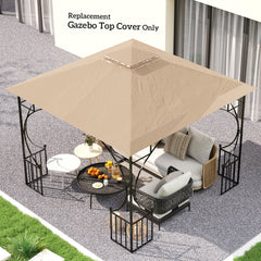 Outsunny 3x3(m) Replacement Gazebo Canopy, Double Tier Roof Top for Garden, Patio, Outdoor, Khaki (TOP ONLY)