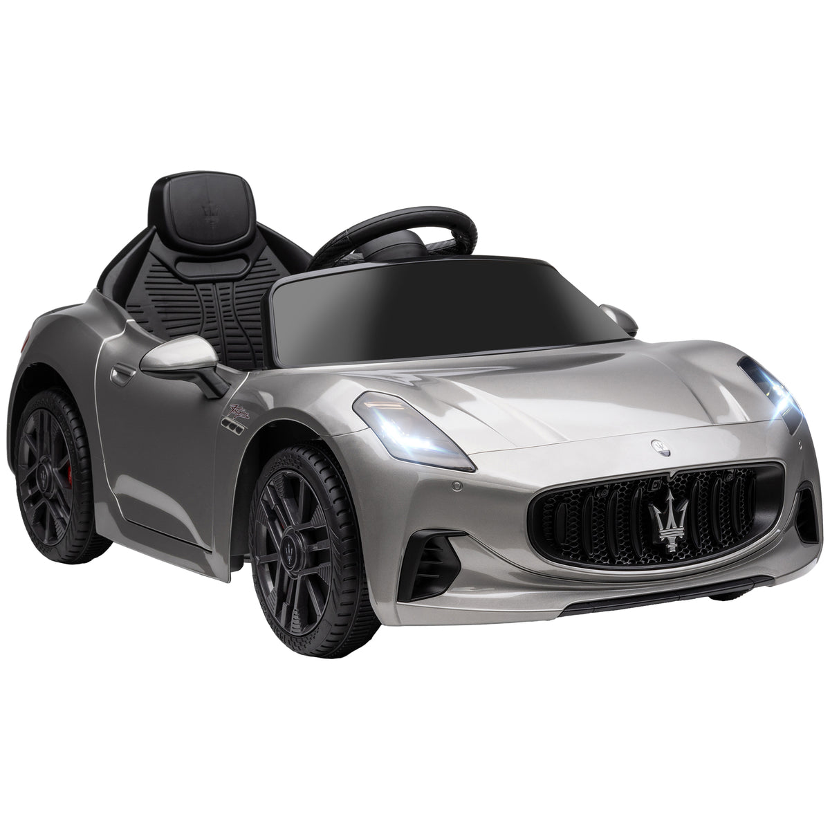 AIYAPLAY 12V Maserati Gran Turismo Folgore Lincesed Kids Electric Car with Remote Control, Soft Start, Grey