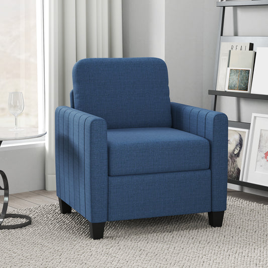 HOMCOM Modern Boxy Linen-Look Armchair - Blue