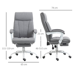 Vinsetto Office Chair, Ergonomic Desk Chair, Fabric Work Study Chair with 155√Ç¬∞ Reclining Back and Footrest, Adjustable Height and Swivel Wheels, Grey