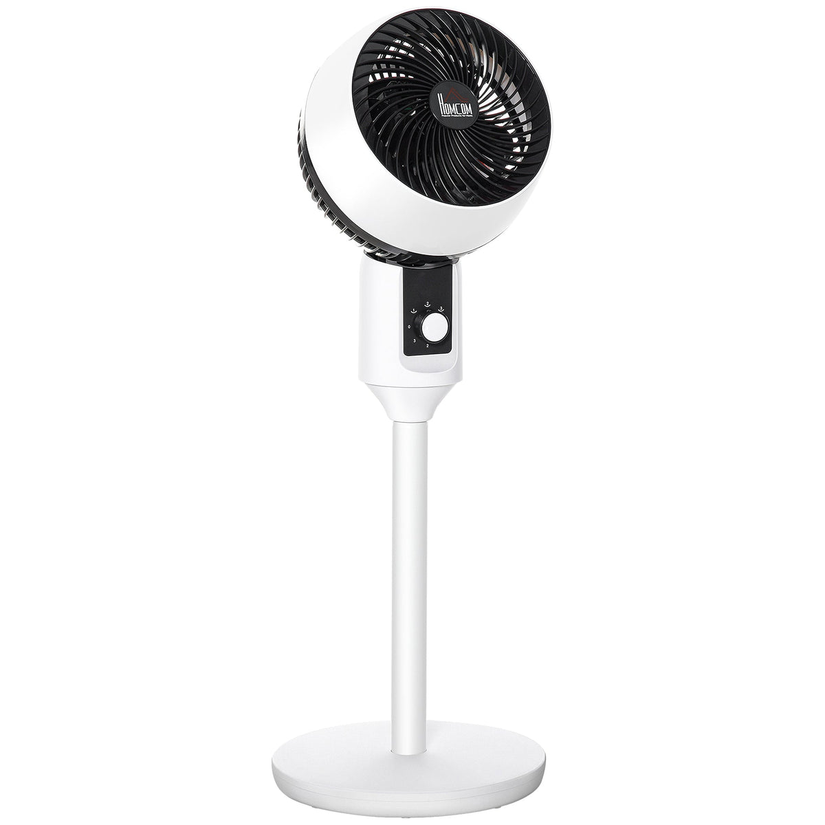 HOMCOM 9'' Air Circulator Fan 3 Speed, 70√Ç¬∞ Oscillation 90√Ç¬∞ Vertical Tilt, Carry Handle, Pedestal Fan, Pedestal Fan for Living Room, Bedroom, Office, White and Black