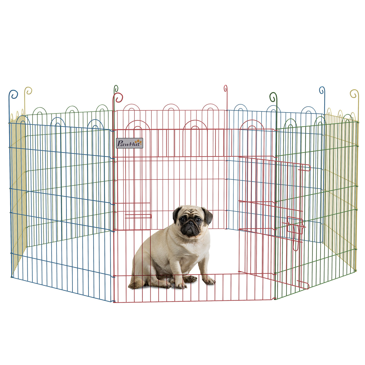 PawHut Pet Playpen Crate, with Eight Panels, Door, for Indoors and Outdoors, 60H x â156cm