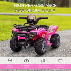 HOMCOM 6V Kids Electric Ride on Car Toddlers Quad Bike All Terrain Vehicle Toy With Music for 18-36 months Pink