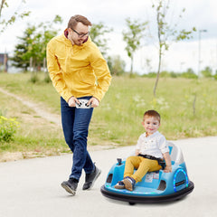 AIYAPLAY 360√Ç¬∞ Rotation Kids Bumper Car, 12V Waltz Car with Remote Control, Dual Joystick, Music, Lights, Light Blue