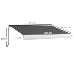 Outsunny 4 x 3(m) Electric Retractable Awning with Remote Controller, Aluminium Frame Sun Canopies for Patio Door Window