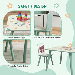 ZONEKIZ Kids and Table Chairs, Children’s Desk with Two Chairs, مجموعة أثاث للأطفال الصغار، للأعمار من 3 إلى 6 سنوات - أخضر