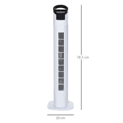 HOMCOM 31" Freestanding Tower Fan, 3 Speed 3 Mode, 7.5H Timer, Oscillating, LED Panel, Remote Control, 31 Inch Standing Fan, White