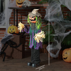 HOMCOM 3'6" Pumpkin Scarecrow Halloween Animatronic، مع عيون متوهجة