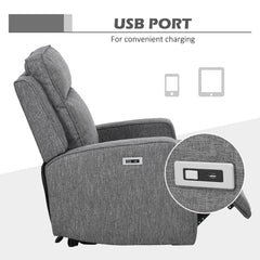 HOMCOM 150√Ç¬∞ Electric Reclining Chair, with USB port and Footrest - Charcoal Grey