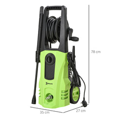 DURHAND 1800W High√Ç Pressure√Ç Washer, 150 Bar Pressure, 510 L/h Flow, High-Performance Portable Power Jet Wash Cleaner Green