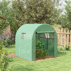 Outsunny 180 x 180cm Walk-In Polytunnel Greenhouse - Green