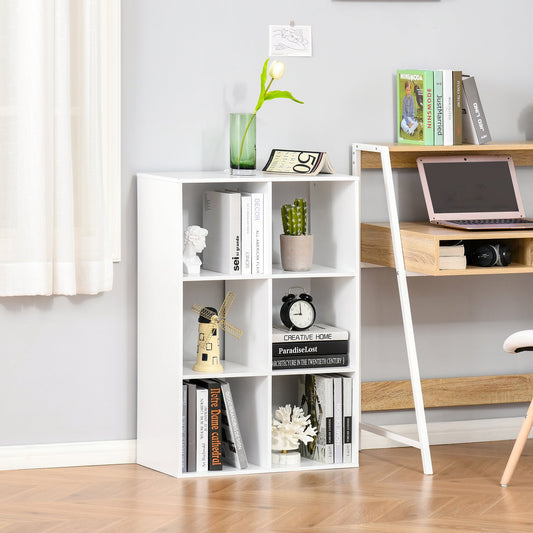 HOMCOM 3-tier 6 Cubes Storage Unit Particle Board Cabinet Bookcase Organiser Home Office Shelves White