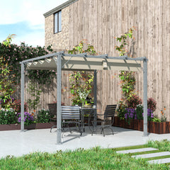 Outsunny 3 x 3 m Retractable Roof Pergola - Grey