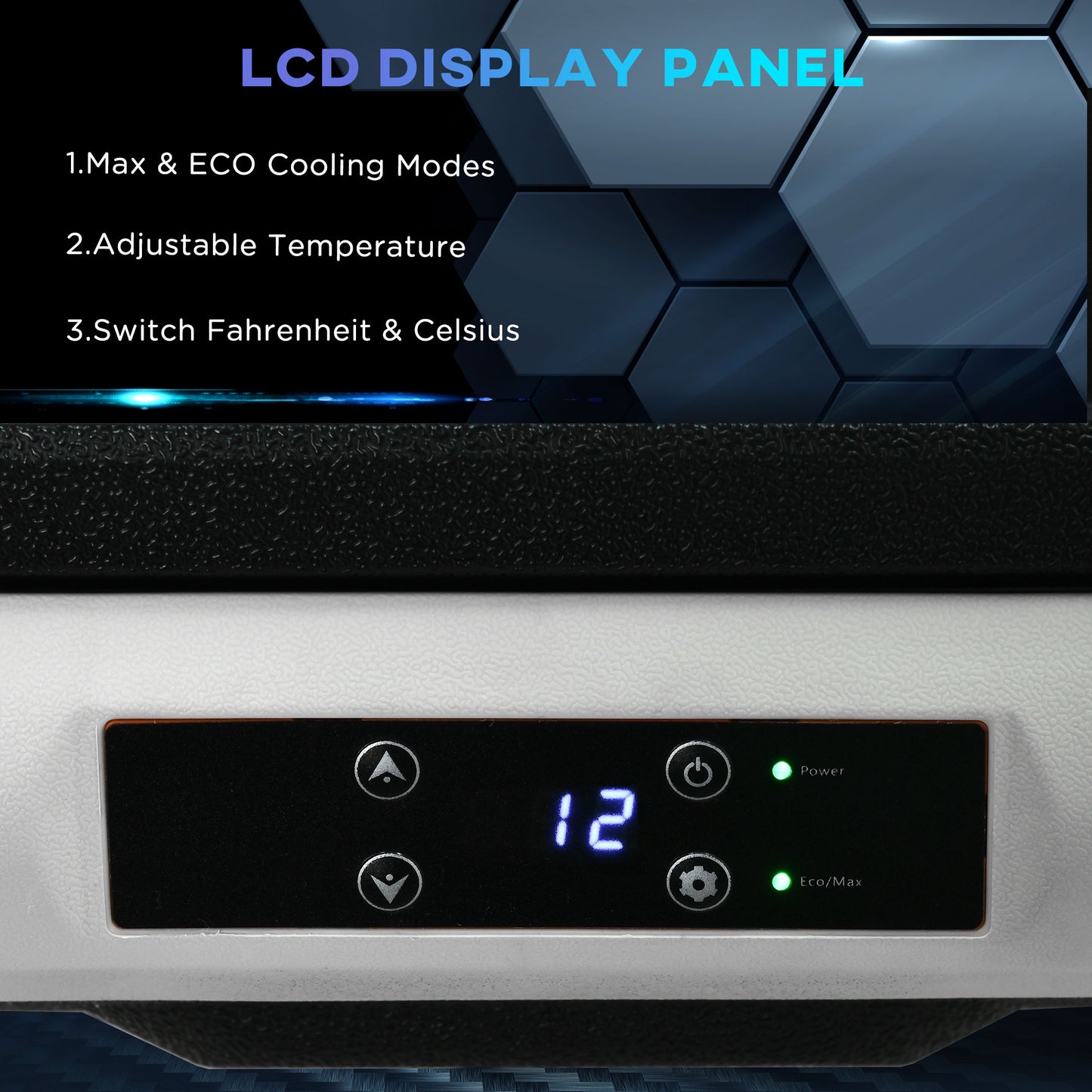 Outsunny 50L Car Refrigerator, Portable Compressor Car Fridge Freezer, Electric Cooler Box with 12/24V DC and 110-240V AC for Camping, Driving, Picnic, Down to -20√¢‚Äû∆í