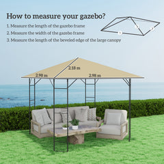 Outsunny 3 x 3(m) Gazebo Canopy Replacement Cover, Garden Gazebo Roof Replacement with Drain Holes, Water Resistant PVC Coating, 370g/√£≈Ω¬°, UPF30+, TOP COVER ONLY, Beige