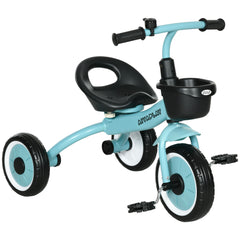 AIYAPLAY Kids Trike, Tricycle, with Adjustable Seat, Basket, Bell, for Ages 2-5 Years - Blue