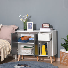 HOMCOM Sideboard Floor Standing Storage Cabinet with Drawer for Bedroom, Living Room, Home Office, Grey