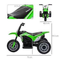 HOMCOM 6V Kids Motorbike, Three-Wheel Kids Electric Bike with Horn, Startup Sound for Ages 18-36 Months - Green