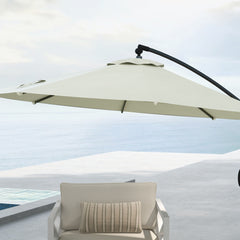 Outsunny 3(m) Offset Cantilever Parasol Umbrella, with Cross Base - Cream