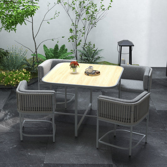 Outsunny 4-Seater Rattan Cube Garden Furniture Set with Cushions - Grey